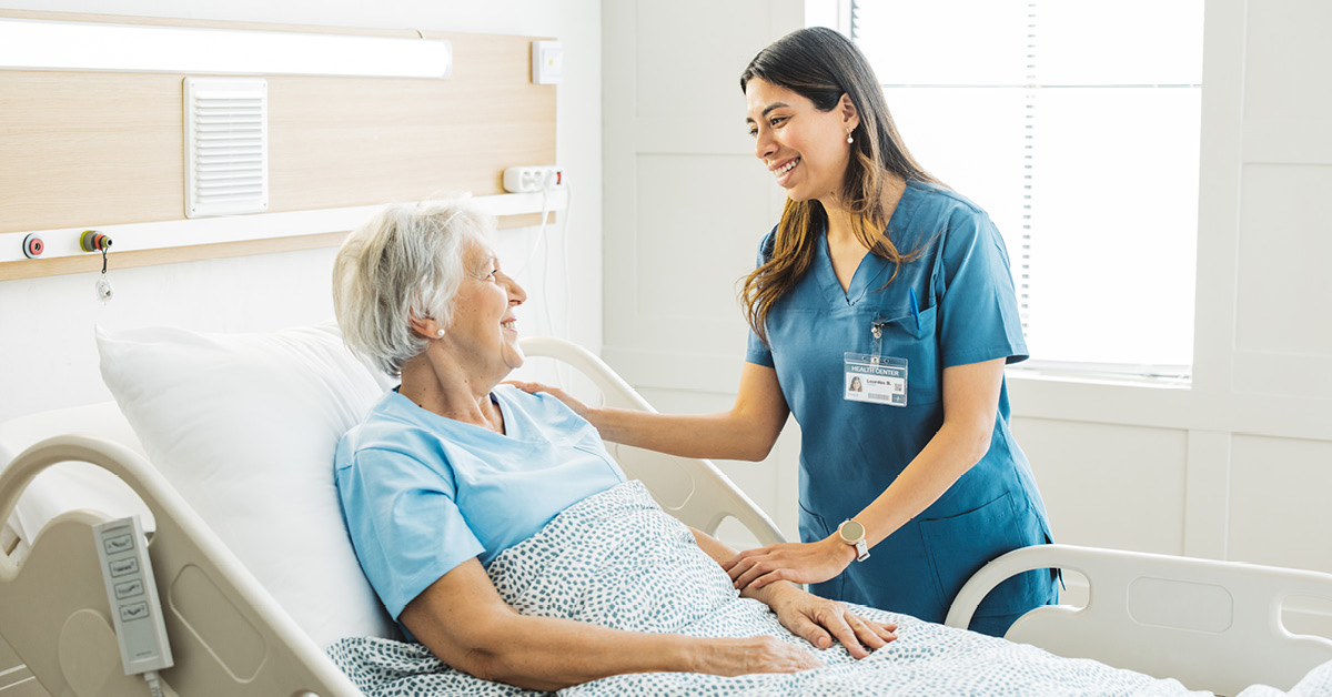 Nurse caring for patient.