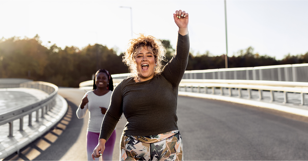 women working out on track